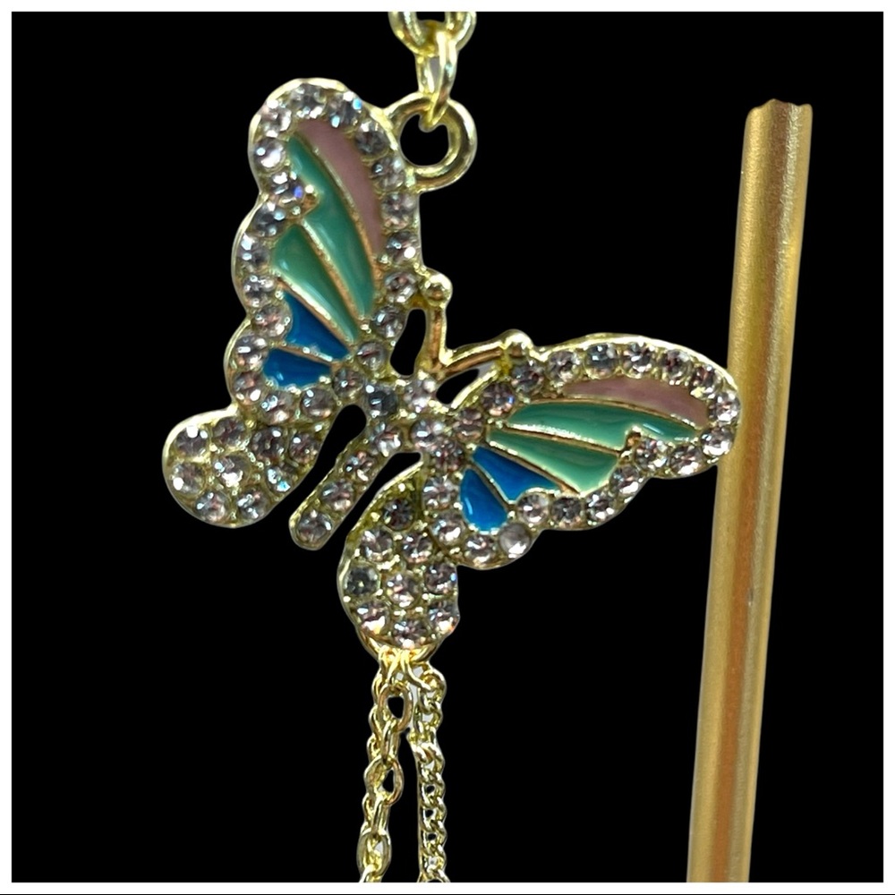 Metallic Colorful Crystal Butterfly Set - Picture 4 of 10